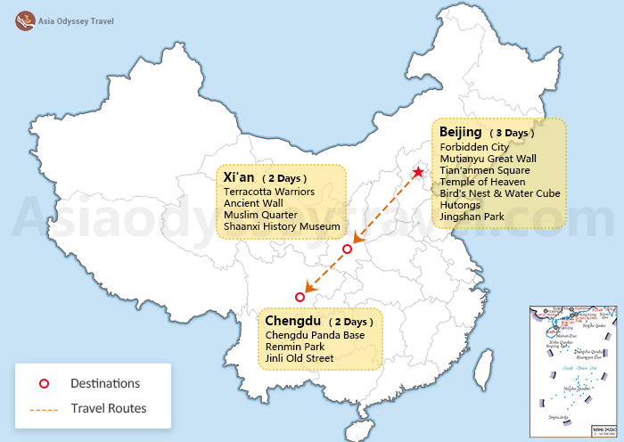 China Itinerary for 7 Days Map