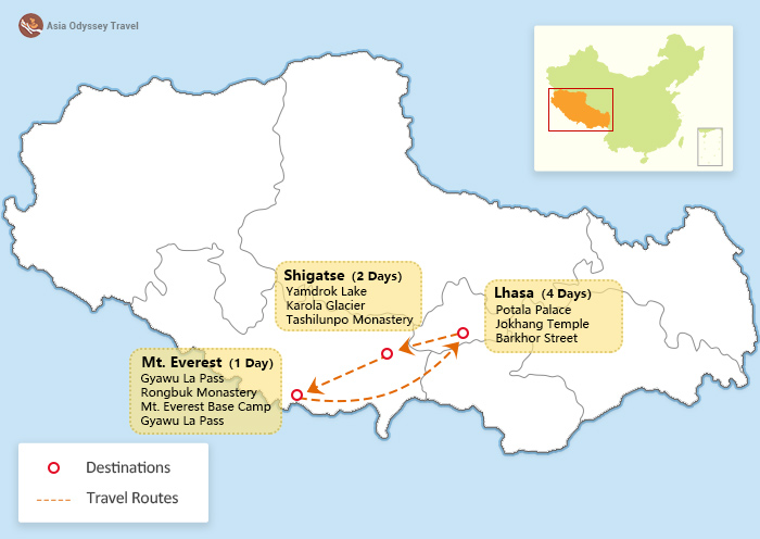 China Itinerary for 7 Days Map