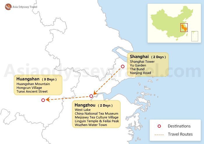 China Itinerary for 7 Days Map