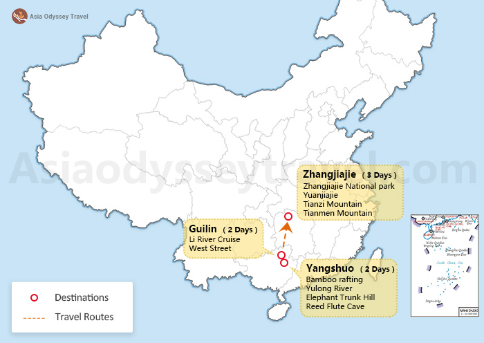 China Itinerary for 7 Days Map