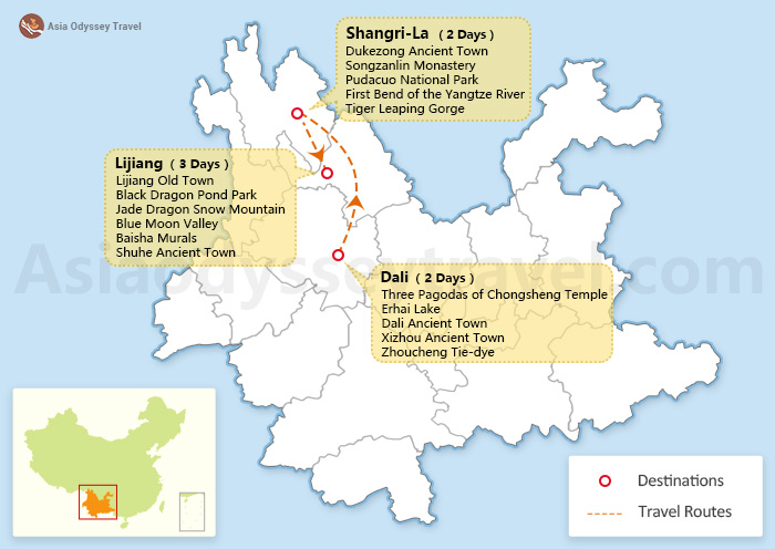 China Itinerary for 7 Days Map