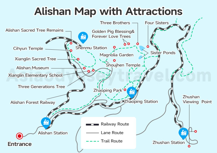Alishan Map with Attractions