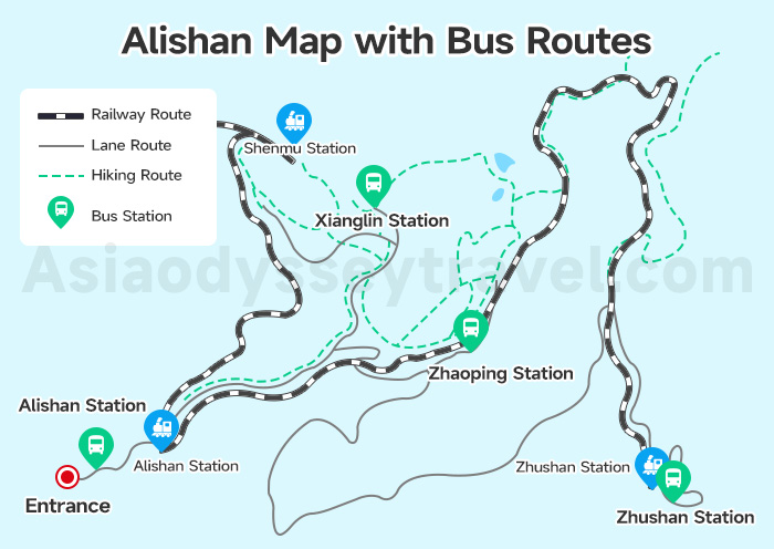 Alishan Map with Bus Routes