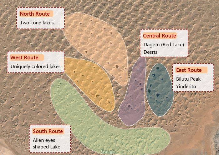 Badain Jaran Desert Lakes Map