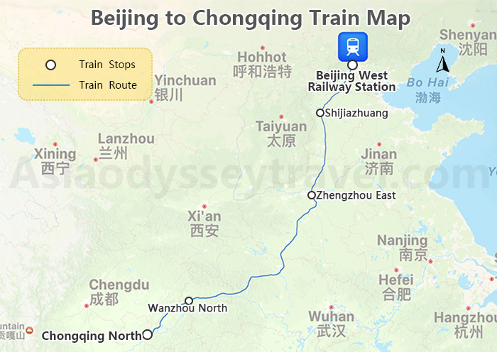 Beijing to Chongqing High Speed Train Map