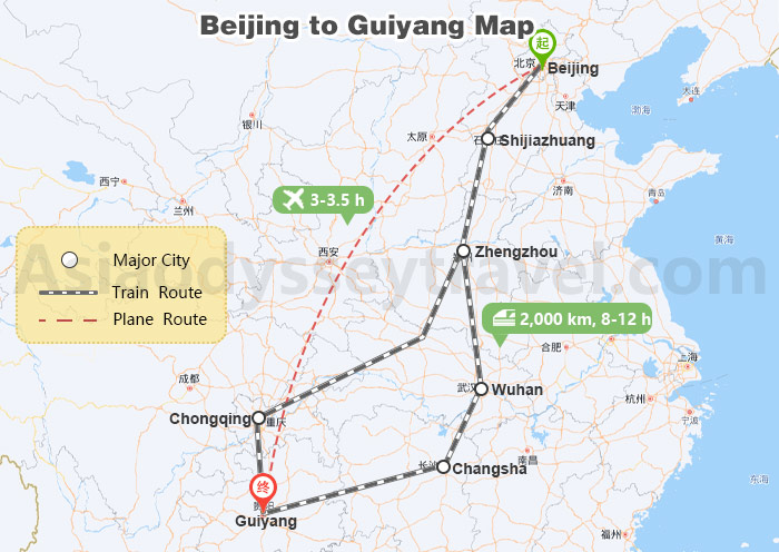 Beijing to Guiyang Map