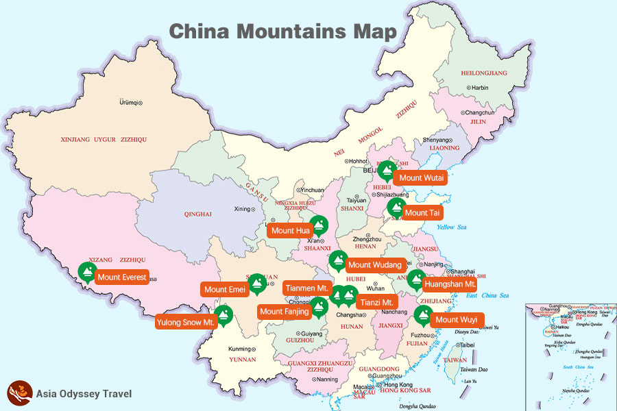 China Mountains Map