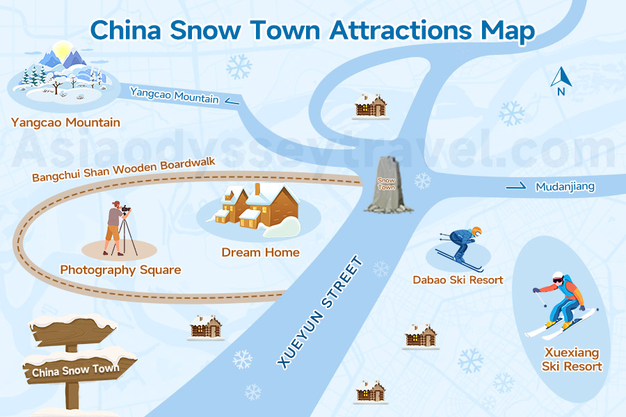 China Snow Town Attractions Map