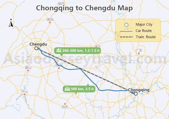 Chongqing to Chengdu Map