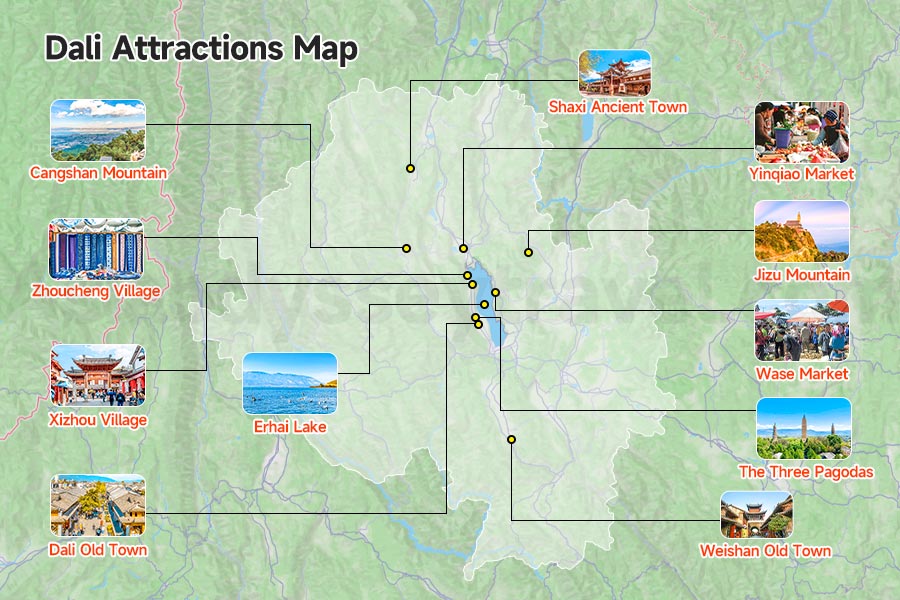 Dali Attractions Map