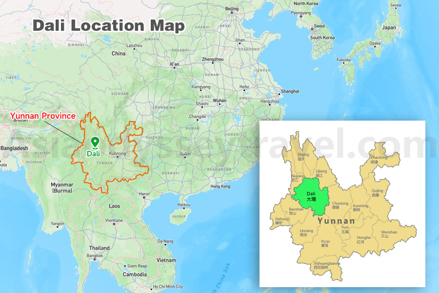 Dali Location on China Map