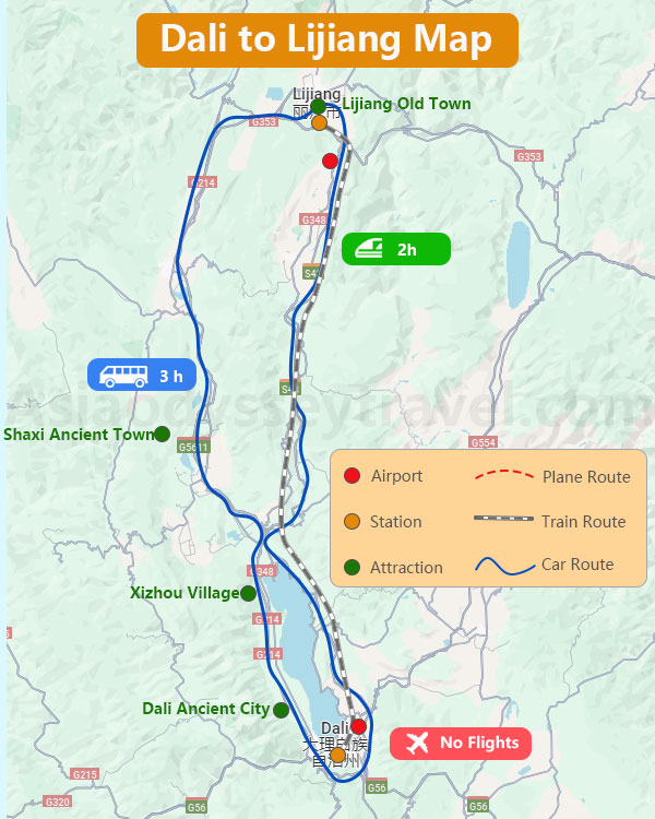 Dali to Kunming Map
