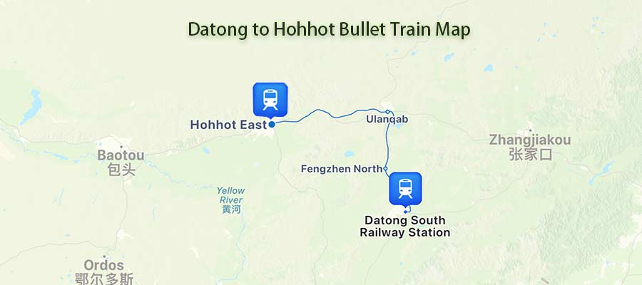 Datong to Hohhot Bullet Train Route Map
