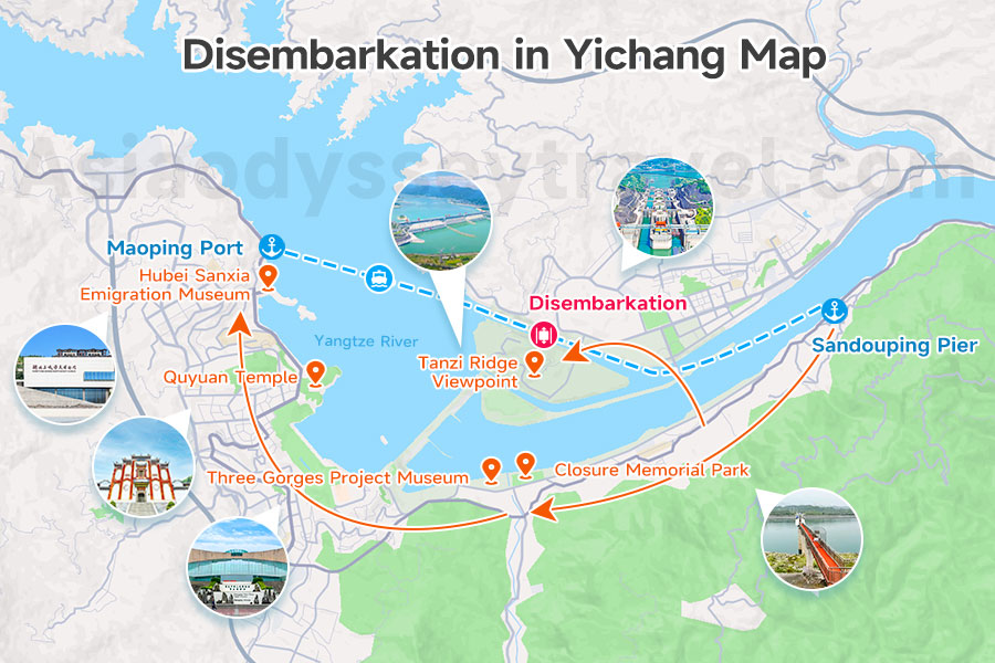 Yichang Port Disembarkation on Map
