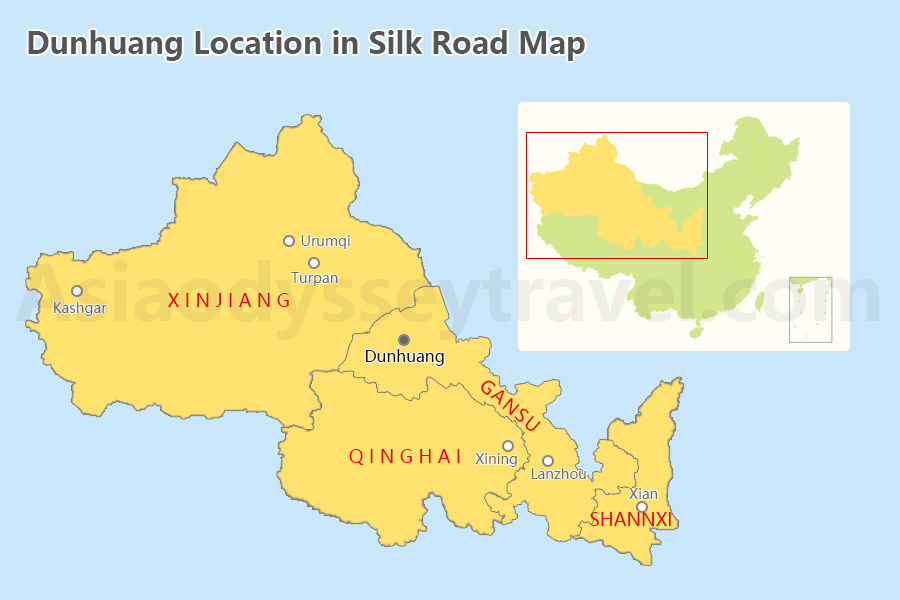 Dunhuang Location in Silk Road Map