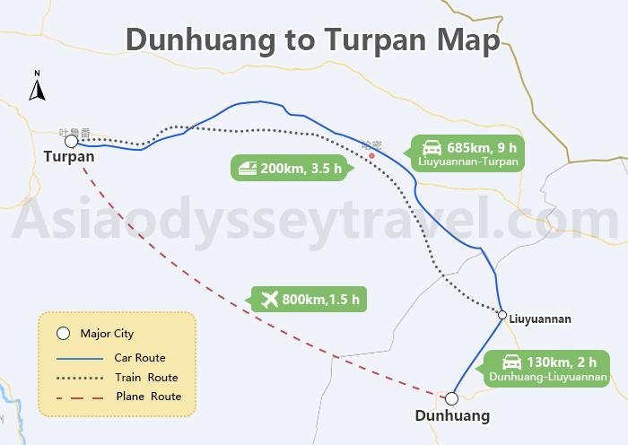 Dunhuang to Turpan Map