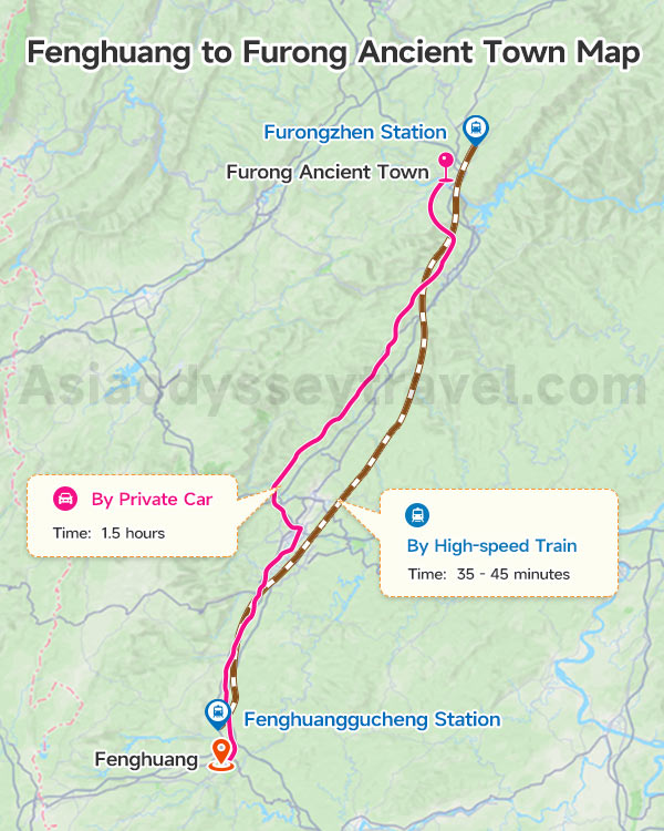 Fenghuang Ancient Town to Furong Town Map