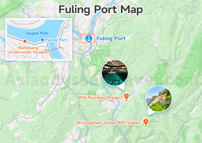 Fuling Port of Yangtze River Cruise on Map
