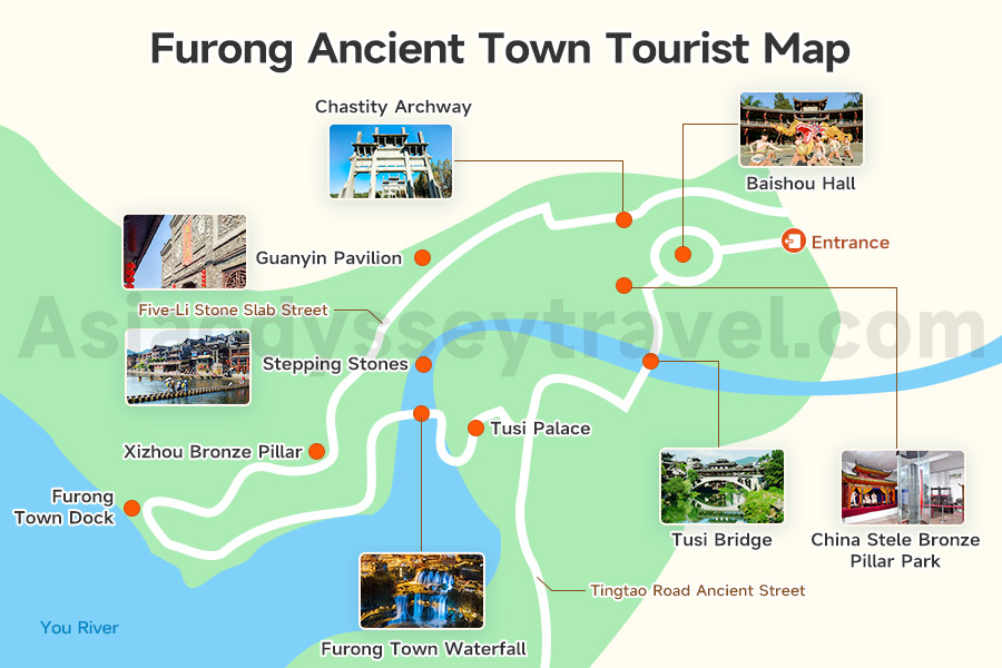 Furong Ancient Town Tourist Map