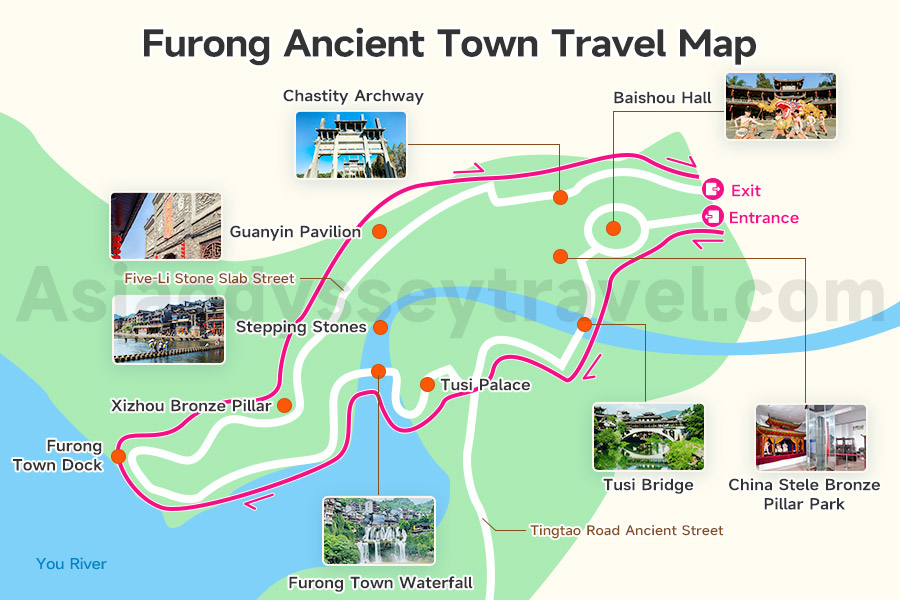 Furong Ancient Town Travel Map