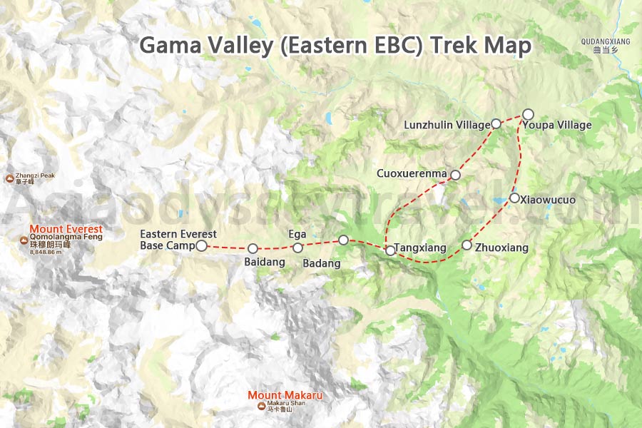 Gama Valley Trek Map