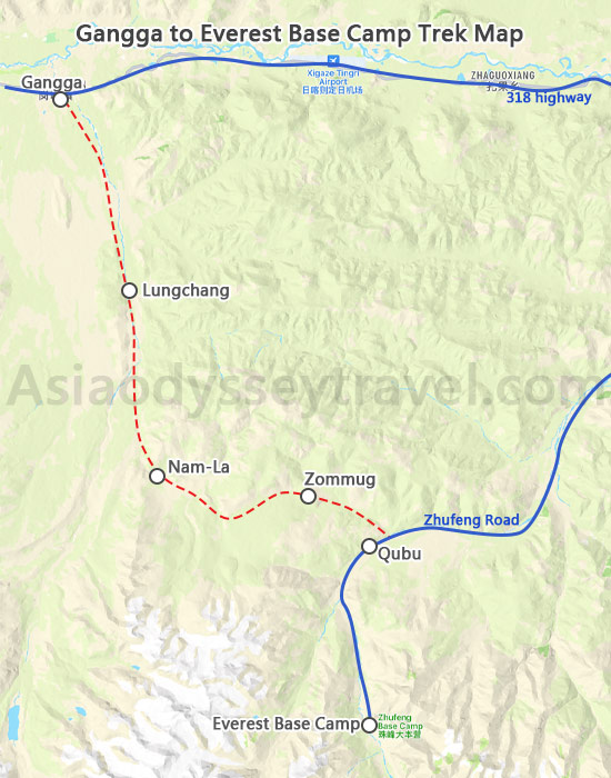 Gangga to Everest Base Camp Trek Map