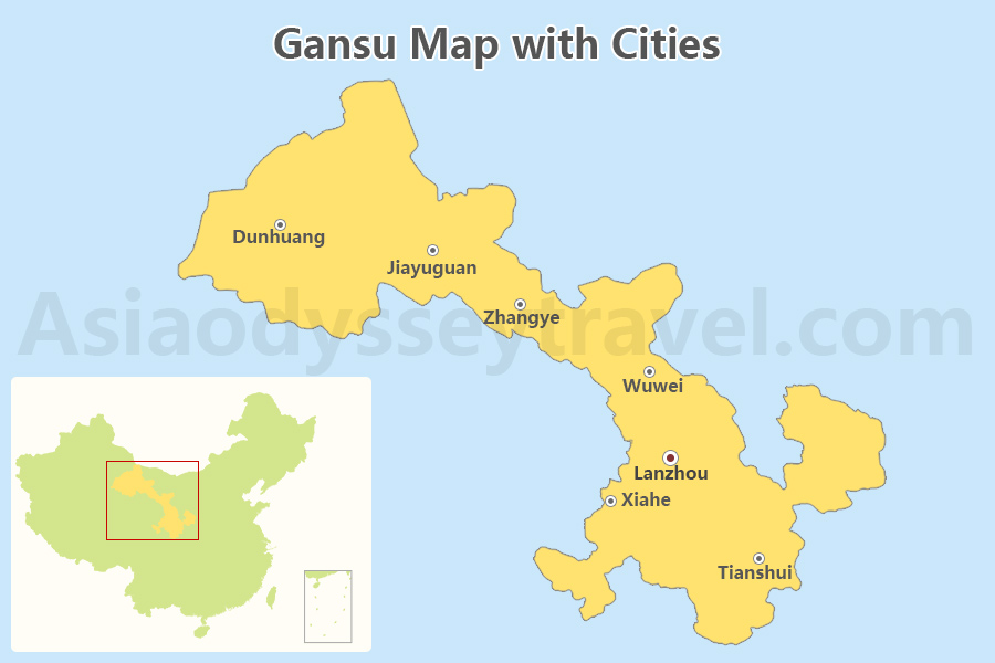 Gansu Map with cities