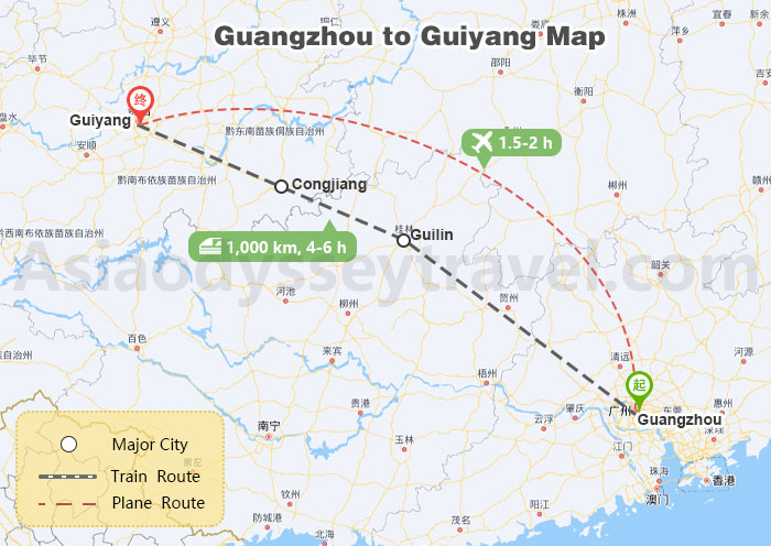 Guangzhou to Guiyang Map