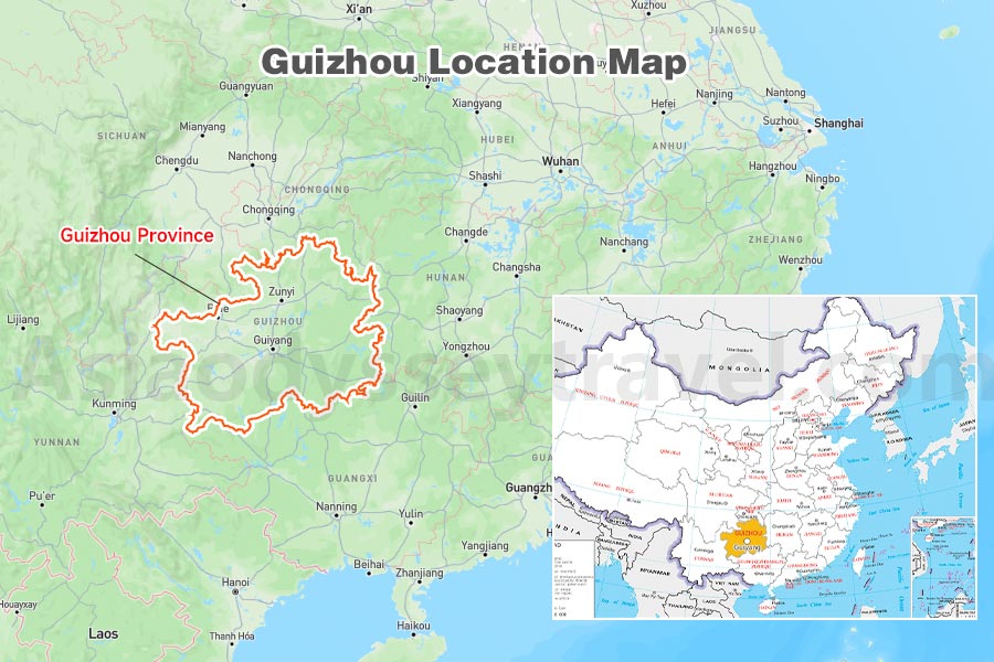 Guizhou Province Location on China Map