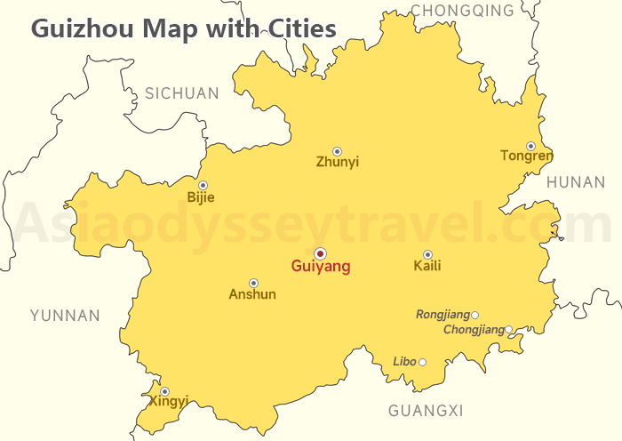 Guizhou Province Map with Cities