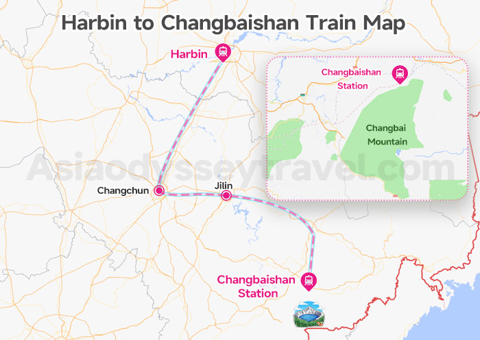 Harbin to Changbaishan Train Map