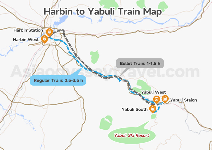 Harbin to Yabuli Train Route Map