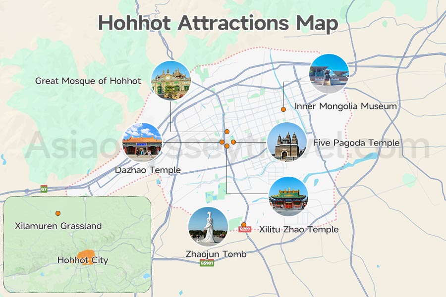 Hohhot Attractions Map