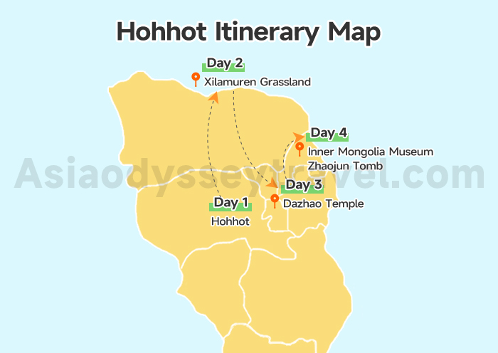 Hohhot Itinerary Map