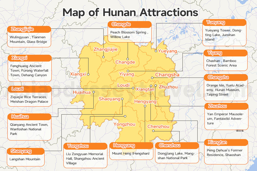 Map of Hunan Attractions