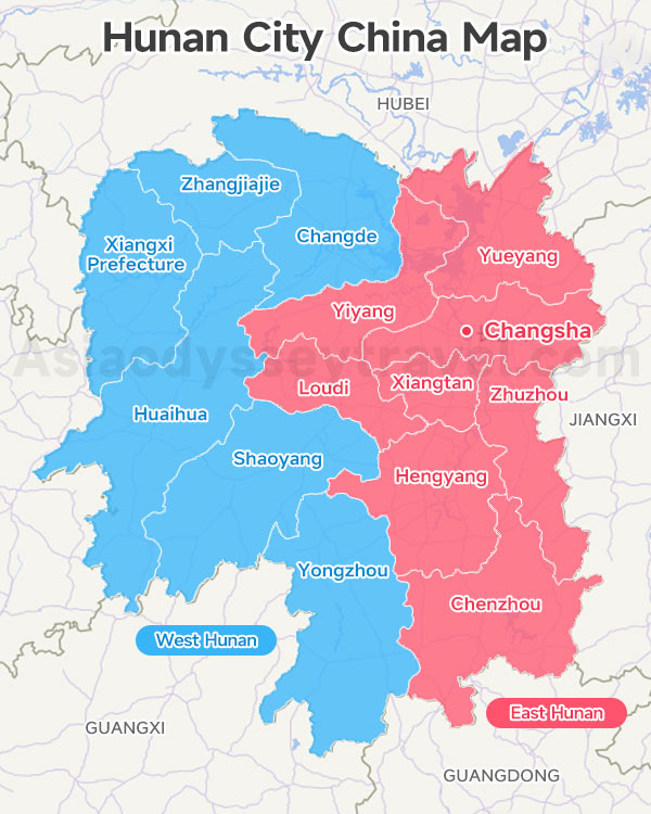 Hunan City China Map