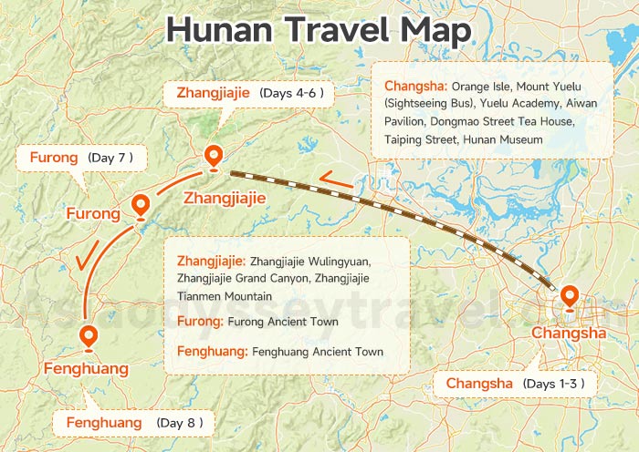 Travel Map of Hunan