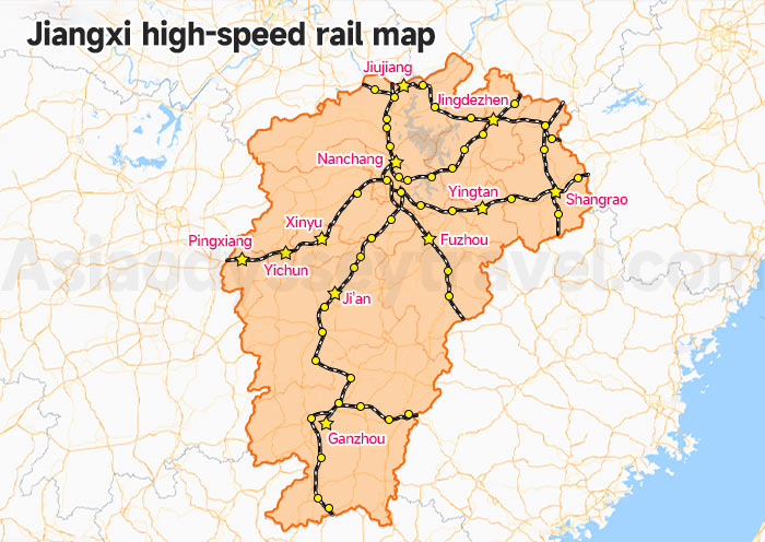 Jiangxi High Speed Rail Map