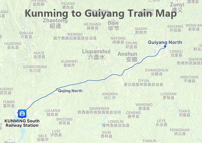 Kunming to Guiyang Train Map
