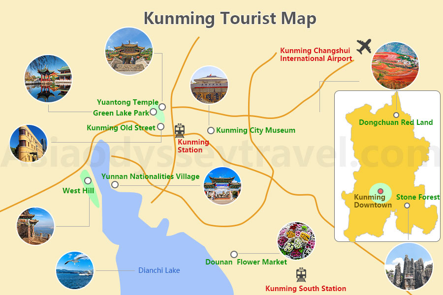 kunming yunnan maps