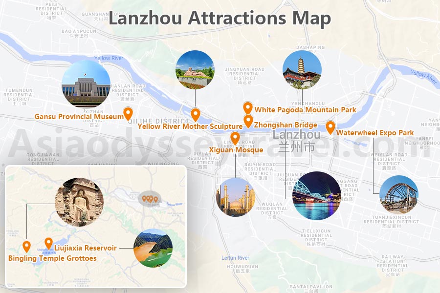 Lanzhou Attractions Map