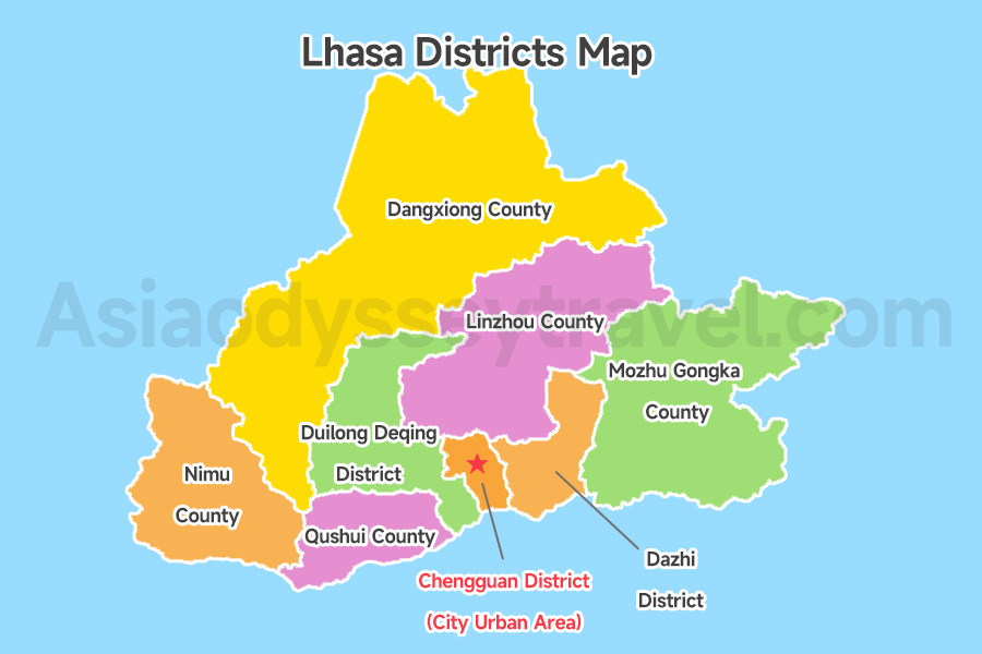 Lhasa Districts Map