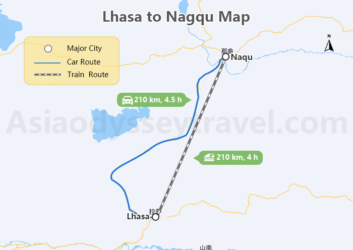 Lhasa to Nagqu Map