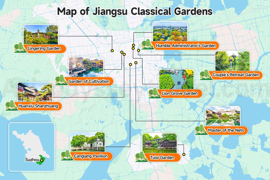 Map of Jiangsu Classical Gardens