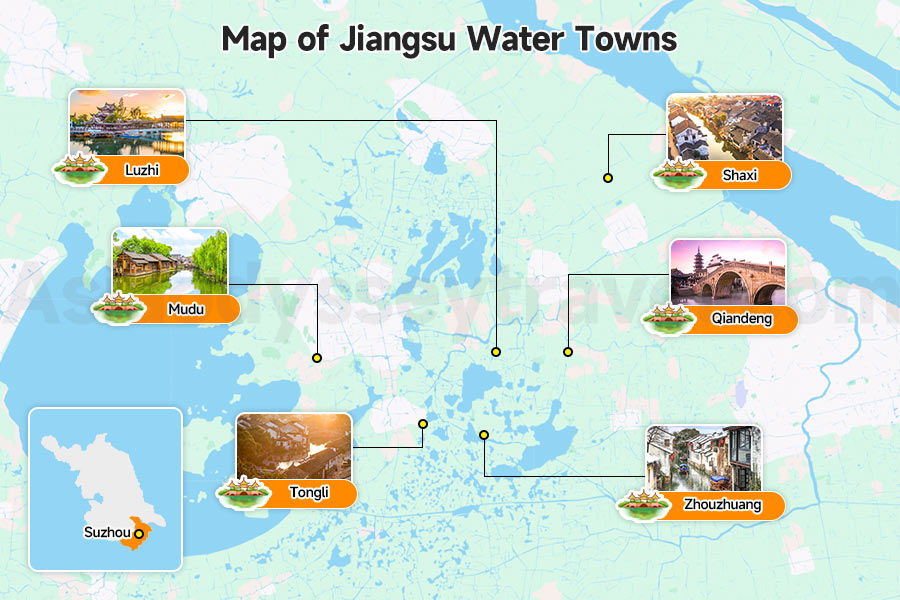 Map of Jiangsu Water Towns