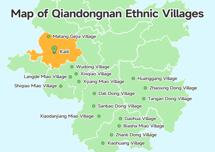 Map of Qiandongnan Ethnic Villages
