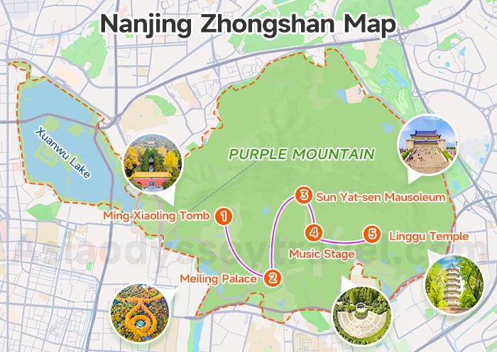 Zhongshan (Purple Mountain) Map