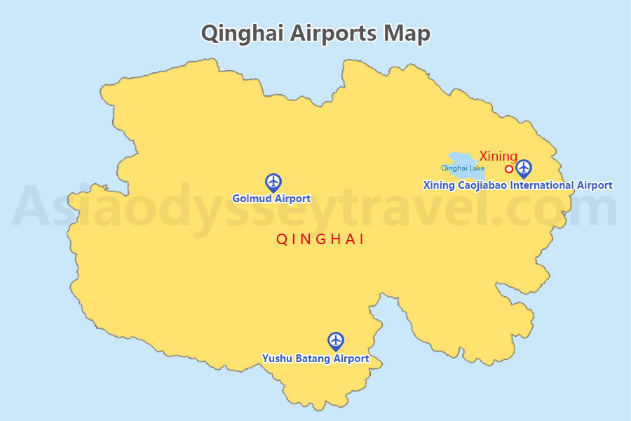 Qinghai Map with Airports