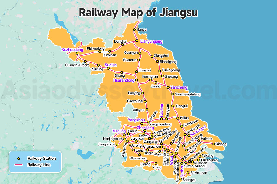 Railway Map of Jiangsu