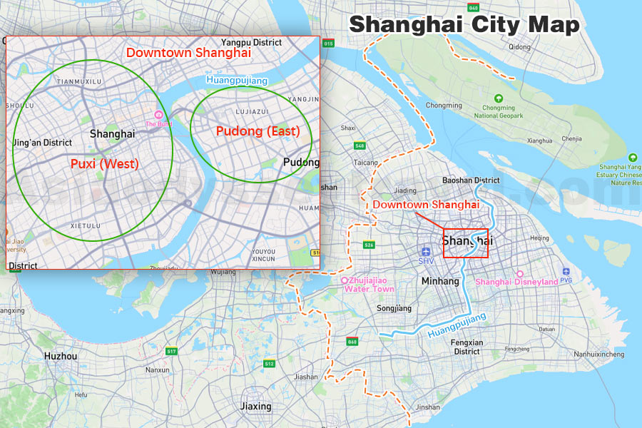 Shanghai City Layout on Google Map